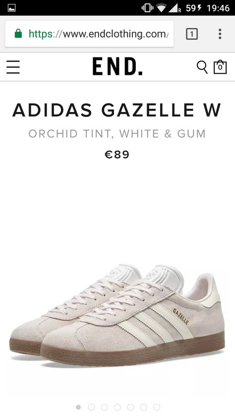 Found on END.com || Adidas Gazelle w / Orchid Tint, White & Gum { 89€ } Trainer Outfits, Adidas Gazelle White, White Gazelle, Gf Gifts, 20’s Fashion, Adidas Gazelle Women, Xmas List Ideas, Trainers Outfit, Xmas List