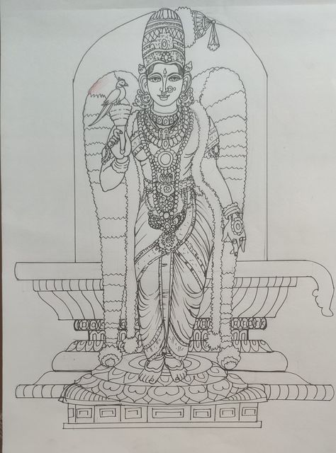 Line drawing with pen Meenakshi Amman Drawing, Drawing With Pen, Hindu Cosmos, Outline Drawings, Madurai, Amman, Dot Art, Dots Art, Pen Drawing