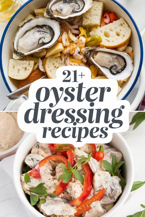 Elevate your holiday feast with these amazing oyster dressing recipes! Perfect for Thanksgiving or Christmas gatherings. these flavorful dishes will impress your family and friends. Enjoy the rich taste of oysters combined with herbs bread and spices. Perfect for seafood lovers and a delicious twist on traditional stuffing! Sausage Stuffing Thanksgiving, Oyster Dressing Recipes, Traditional Stuffing, Best Oysters, Rice Stuffing, Oyster Recipes, Herb Bread, Fresh Oysters, Classic Recipes