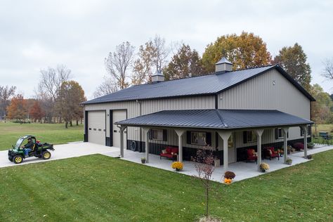 Morton Building Homes, Pole Barn House, Pole Barn Builders, Pole Barn Designs, Pole Barn Plans, Pole Barn Garage, Metal Shop Building, Barn House Kits, Metal Building House Plans