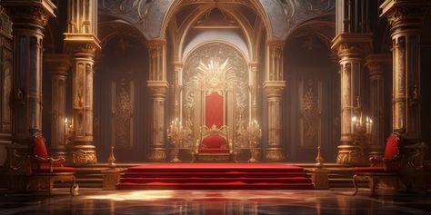 Fantasy Castle Throne Room, Royalty Header, Royal Palace Background, Fantasy Throne, Exquisite Decor, Castles Interior, Throne Room, Fantasy Castle, Royal Palace