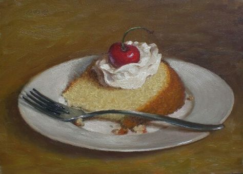 Slice of cake still life Cake Still Life, Foodie Art, Candy Desserts, Little Cakes, Daily Painting, Art Space, Things I Love, Artsy Fartsy, Space Art