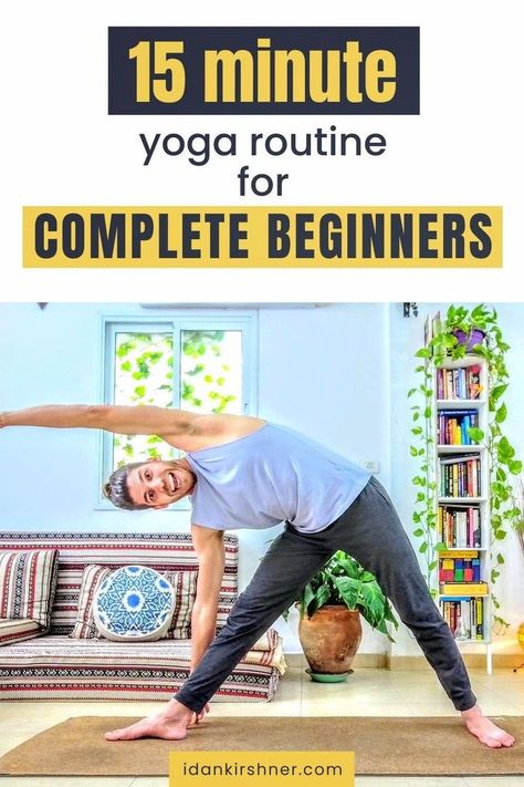 Wondering how to do yoga for beginners? This 15 minute yoga routine is a beginner workout that can be done at home or at the gym. By adding these beginner yoga poses to your daily workout routine, you can increase flexibility & strength, & it's a great way to practice mindfulness. This yoga flow is a safe place to start if you are just learning how to start yoga. Visit the blog to watch the beginner yoga video and find more yoga videos! - Workout Videos 15 Minute Yoga, Flow Workout, Easy Yoga For Beginners, Daily Yoga Routine, Daily Workout Routine, Yoga Videos For Beginners, Start Yoga, 30 Minute Yoga, Quick Yoga