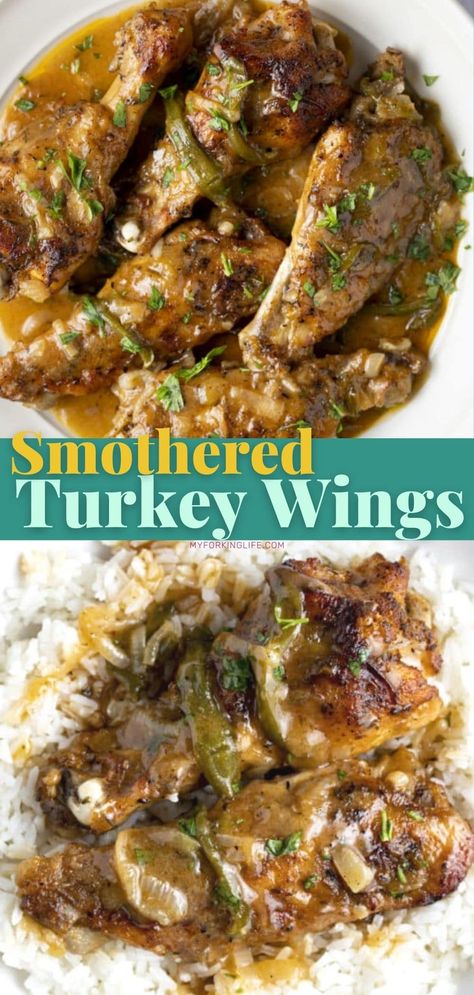 Keto Smothered Turkey Wings, Roast Turkey Wings, Oven Roasted Turkey Leg Recipes, Smothered Turkey Drumstick Recipe, Smothered Turkey Legs Soul Food, Southern Style Turkey Wings, Baked Turkey Drumsticks, Turkey Leg And Wing Recipes, Turkey Leg Meal Ideas