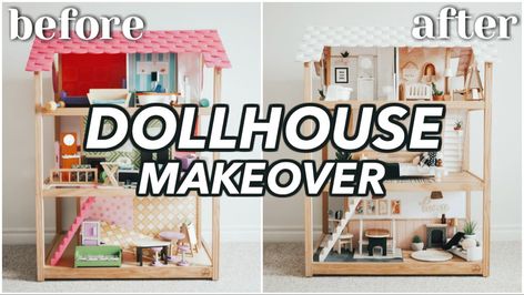 Barbie Dollhouse Makeover, Kidkraft Dollhouse, Dollhouse Makeover, Ikea Dollhouse, Kids Doll House, Barbie Dollhouse, Diy Barbie House, Modern Dollhouse Furniture, Wardrobe Makeover