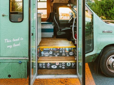 Ford shuttle bus converted into a tiny home on wheels tour Skoolie Exterior, Van Renovation, Short School Bus, Bus Remodel, Bus Build, School Bus Camper, Nyc Family, Bus Conversions, Tiny Home On Wheels