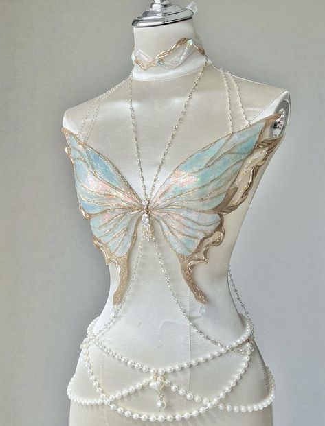 Corset Bra Top, Mermaid Corset, Butterfly Resin, Top Cosplay, Regal Design, Fairy Clothes, Corset Bra, Butterfly Top, Fairy Fashion