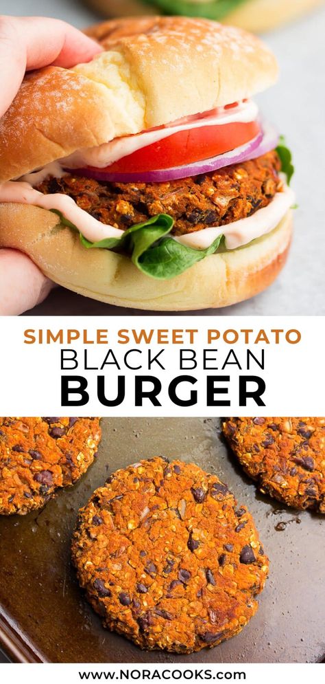 Sweet Potato Black Bean Burger, Sweet Potato Veggie Burger, Black Bean Burger Recipe, Sweet Potato Burgers, Sweet Potato Black Bean, Easy Sweet Potato, Baby Dinner, Black Bean Burger, Veggie Burgers Recipe