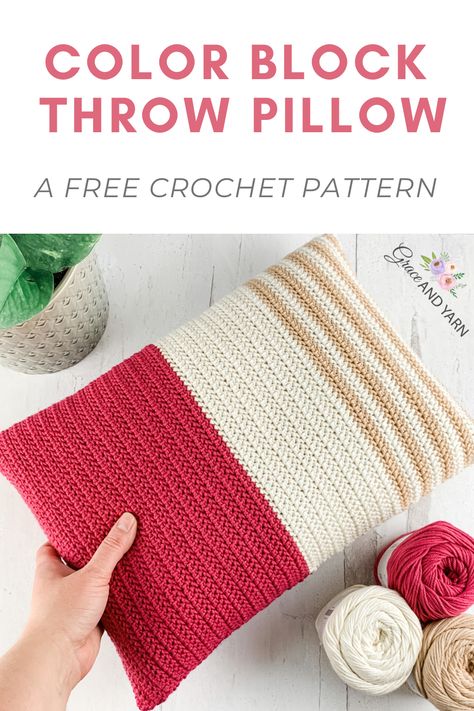 Crochet Throw Pillow Pattern Free Easy, Crochet Cushion Cover Pattern Free Easy, Crochet Rectangle Pillow, Crochet Throw Pillow Pattern Free, Crochet Cushion Cover Pattern Free, Crochet Pillow Ideas, Crochet Throw Pillows, Crochet Pillow Case, Color Block Crochet