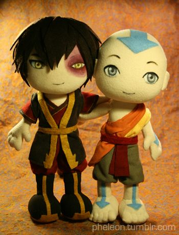 Aang and Zuko plushies Zuko Embroidery, Zuko Costume, Adult Zuko, Zuko Plush, Aang And Zuko, Avatar The Last Airbender Plushies, Zuko Lightning Bending, Zuko Book Two, Air Avatar