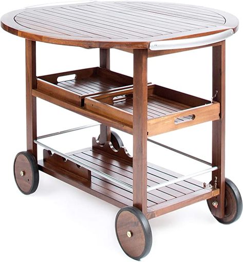 Amazon.com: Christopher Knight Home Tillary Tiller Indoor/Outdoor Acacia Wood Bar Cart Aluminum Accents, Dark Oak/Shiny Powder Coating : Patio, Lawn & Garden Outdoor Wood Bar, Wooden Bar Cart, Wood Bar Cart, Outdoor Patio Bar, Kitchen Roll, Farmhouse Cottage, Christopher Knight, Wood Bar, Noble House