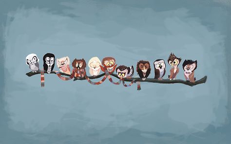 All incarnations of The Doctor depicted as owls. Love it! Owl Background, Sf Wallpaper, Doctor Who Wallpaper, Couple Drawing, Owl Wallpaper, Funny Owls, Drawing Faces, Computer Backgrounds, Wibbly Wobbly Timey Wimey Stuff