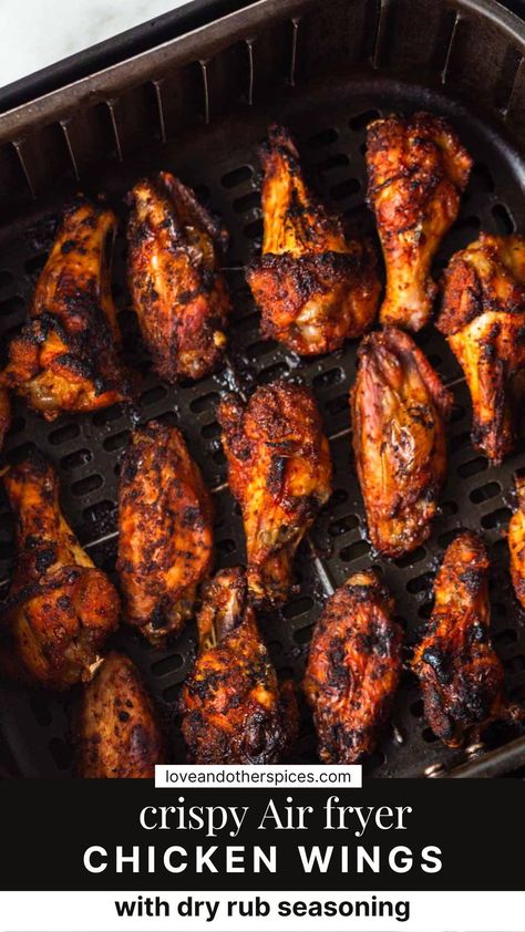 Chicken Wings Dry Rub, Wings Dry Rub, Chicken Wings In Air Fryer, Wings In Air Fryer, Air Fryer Recipes Chicken Wings, Dry Rub Chicken Wings, Marinated Chicken Wings, Air Fry Chicken Wings, Frozen Chicken Wings