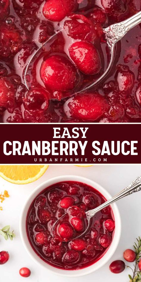 A simple classic that never fails! This Easy Cranberry Sauce uses fresh or frozen cranberries for a versatile and delicious side dish. A must-have for your Christmas side dish recipes! #FeelingFestive24 Frozen Cranberry Sauce, Cranberry Sauce With Frozen Cranberries, Easy Fresh Cranberry Sauce, Cranberry Side Dish Thanksgiving, Easy Fresh Cranberry Recipes, Frozen Cranberries Recipes, Fresh Cranberry Sauce Recipes, Cranberry Sauce Recipes Easy, Frozen Cranberry Recipes