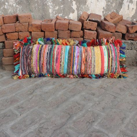 Lumbar Boho Pillow cover Indian pillow Bohemian striped Pillow decorative pillow Farmhouse Sari Hand woven Chindi Rug Pillow Sofa pillow by MultimateCollection on Etsy Recycle Fabric Scraps, Indian Pillows, Farmhouse Pillow, Striped Pillow, Farmhouse Pillows, How To Make Pillows, Boho Pillow, Stripe Pillow, Lumbar Pillow Cover