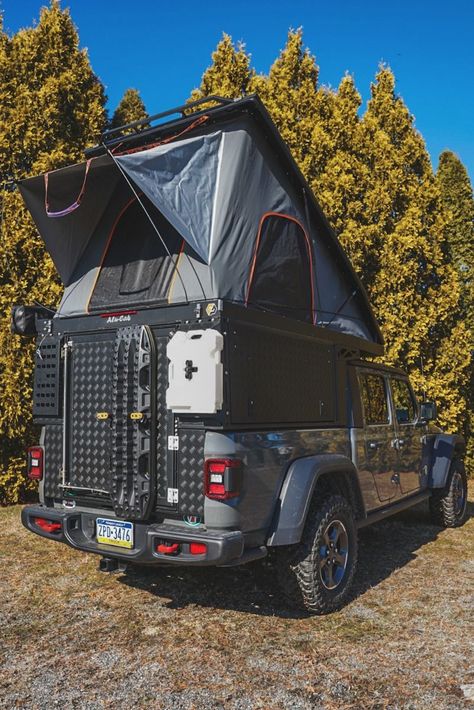 ALU-CAB CANOPY CAMPER FOR 2020+ JEEP GLADIATOR — Mule Expedition Outfitters Camping Gear Diy, Teardrop Camping, Overland Gear, Wheel Carrier, Overland Trailer, Overland Truck, Truck Caps, Roof Tent, Truck Camping