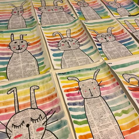 Spring Art Kindergarten, Art Elementary School, Bunny Art Projects, Easter Art Project, Grade 1 Art, Easter Planter Ideas, Easter Tree Decorations Ideas, Art Elementary, Easter Preschool