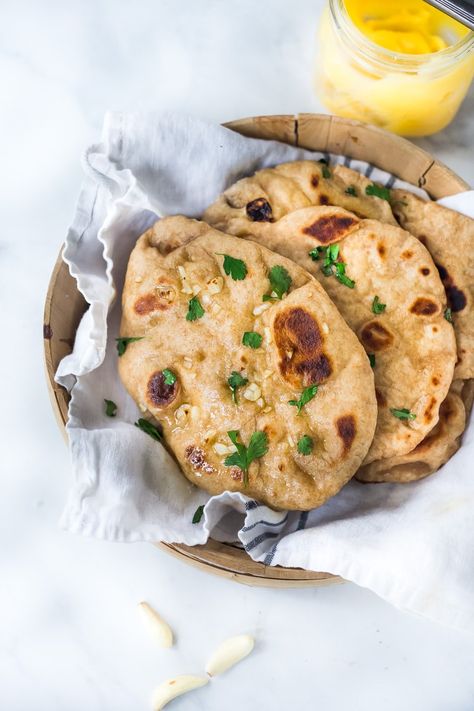 Quick EASY Naan Recipe - step by step instructions to making traditional Naan in a skillet - soft, pillowy and crispy- with all your favorite toppings- garlic naan, onion naan and seeded naan! #feastingathome #naan #naanbread #indianfood #wholewheatnaan #garlicnaan #onionnaan #indianbread #indianrecipes Easy Homemade Naan, Easy Naan Recipe, Easy Naan, How To Make Naan, Best Indian Recipes, Homemade Naan, Feasting At Home, Homemade Naan Bread, Savory Breads