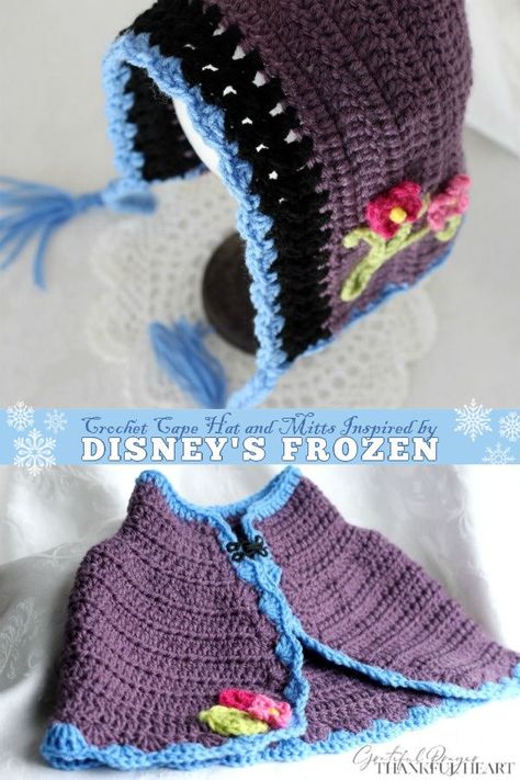 Disney Crochet Hats, Frozen Crochet Hat, Crocheted Halloween, Anna Hat, Grateful Prayer, Crochet Costumes, Crochet Princess, Crochet Cape, Love Disney