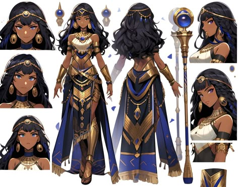 Colored Characters, Anime Egyptian, Egyptian Style, Anime Outfit, Dress Design Sketches, Character Wallpaper, 영감을 주는 캐릭터, Design Board, Female Character Design