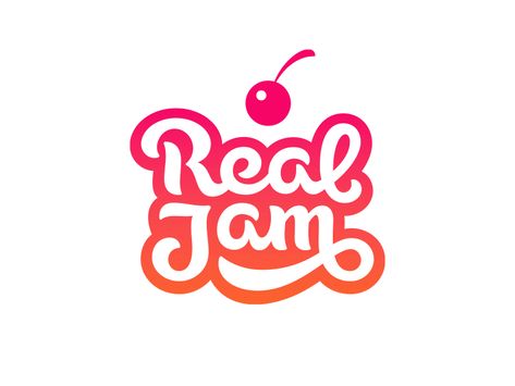 Real Jam by Yuri Kuleshov Logo Design Japanese, Food Company Logo, Pastry Logo, Candy Logo, Cupcake Logo, Organic Logo Design, 50% Logo, Handlettering Quotes, Cake Logo Design