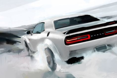 Dodge Challenger Painting, Dodge Srt Demon, Srt Demon, Challenger Rt, Drawing Scenery, Dodge Srt, Dodge Challenger Srt Hellcat, Architecture Drawing Plan, Art Studio Room