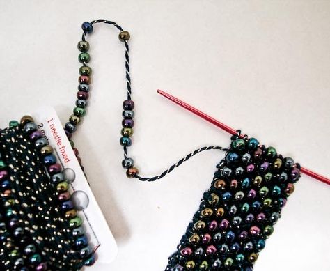 I've been doing a lot of bead crochet lately while developing some class ideas for this summer and realized that I haven't done any bead kni... Beaded Knitting, Bead Knitting, Crochet Beading, Bead Knit, Crochet Beaded Bracelets, Knit Bracelet, Knit Jewelry, Bead Crochet Patterns, Bead Crochet Rope