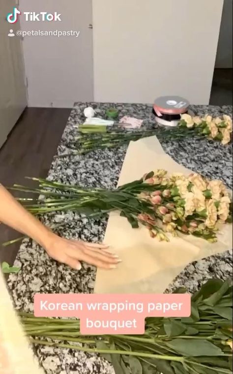 Step-by-Step Tutorial: How to Wrap a Bouquet in Paper How To Make Flower Bouquet Wrap, How To Wrap Flowers Like A Florist, Wrapping Flowers In Paper Bouquets, Flower Wrapping Ideas Florists, How To Wrap Flowers In Paper, How To Make Bouquet Wrap, How To Wrap A Bouquet, Flower Wrapping Ideas, Wrap A Bouquet In Paper