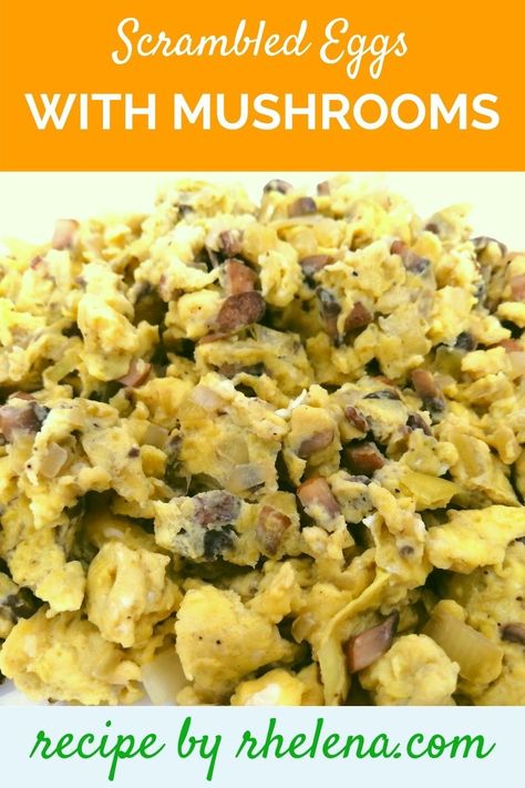 These scrambled eggs are a great way to start your day because they are high in protein and fats to help balance your appetite throughout the day. The mushrooms are also super healthy and rich in nutrients to help you stay balanced throughout the day. #eggs #scrambledeggs #recipe #mushrooms #rhelenas Eggs With Mushrooms, Cooking Mushrooms, Breakfast Savory, Eggs Mushrooms, Mushroom Breakfast, Eggs And Mushrooms, Scrambled Eggs With Cheese, Canned Mushrooms, How To Cook Mushrooms