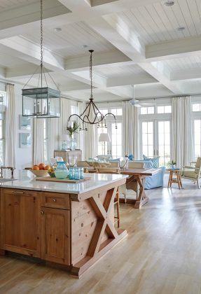 Colorful & Cheery is an understatement at this beach retreat. | Photo: Colleen Duffley & Interior Design: Meridith McBrearty Most Popular Kitchens, One Kindesign, Southern Home Decor, Southern Coastal, Beach House Interior Design, Popular Kitchens, Beach Retreat, Beach Cottage Decor, Beach House Interior