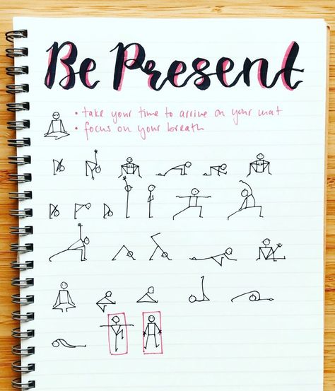 Yoga Journaling on Instagram: “A short flow to bring you into the present moment 🕉 What brings you into the present moment? #bulletjournal #yogajournal #yogajournaling…” Yoga Doodles, Yoga Notes, Yoga Journaling, Yoga Learning, Yoga Sequencing, Beginning Yoga, Yoga Flows, Yoga Books, Yoga Lessons