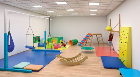 Sensory Kids Room, Physiotherapy Room, Daycare Room Design, Home Day Care, Occupational Therapy Kids, Mini Gym, Daycare Room, Kindergarten Design, Sensory Rooms