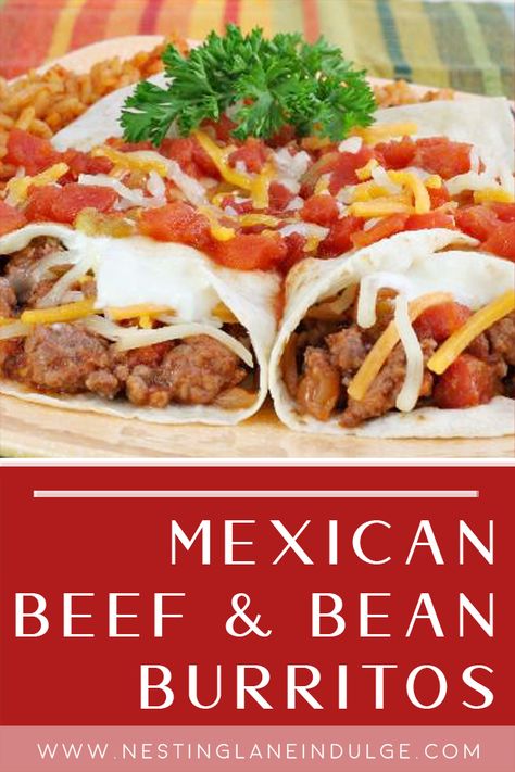 Beef And Bean Burritos, Bean Burritos Recipe, Bean Burritos, Mexican Beef, Tomato Puree, Burritos Recipe, Lunch Recipe, Freezer Meal, Tex Mex Recipes