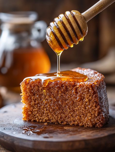 Honey Cake 🌟 Honey Cake! This moist, spiced cake is perfect for any occasion, with a delightful honey glaze that adds an extra touch of sweetness. 🍯  🍯 Ingredients 🍯 1 cup granulated sugar 🧂 1/2 cup honey 🍯 1/2 cup vegetable oil 🛢️ 2 large eggs 🥚 1 1/2 cups all-purpose flour 🌾 1 teaspoon baking powder 🧁 1/2 teaspoon baking soda 🧁 1/2 teaspoon ground cinnamon 🌰 1/4 teaspoon ground cloves 🌿 1/4 teaspoon salt 🧂 1/2 cup hot water 💧 For the Glaze: 1/4 cup honey 🍯 2 tablespoons water Honey Cake Aesthetic, Pasteles Aesthetic, Spiced Cake, Bakery Products, Honey Cake, Honey Glaze, Pies & Tarts, Spice Cake, Apple Cake