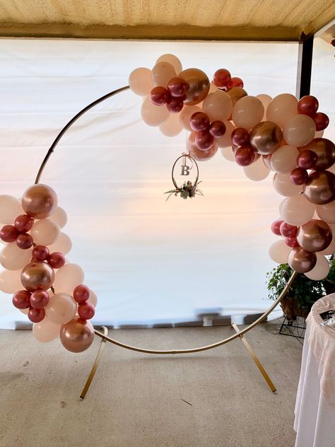 Circle Arch Balloon Garland, Half Circle Balloon Arch, Circle Arch Balloons, Balloon Circle Arch, Rose Gold Balloon Garland, Circle Arch Backdrop, Circle Balloon Arch, Balloon Circle, Picnic Party Decorations