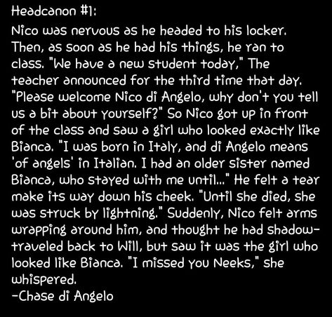 Nico di Angelo starts school Percy Jackson Headcanons School, Solangelo Headcanons Cute School, Percy Jackson Head Canon School, Pjo Headcanons School, Nico And Will Headcanons, Nico Di Angelo Headcannons, Solangelo Headcanons School, Nico Di Angelo Quotes, Nico Di Angelo Head Canon