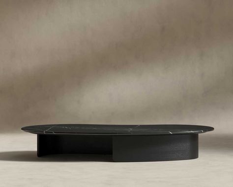 Valerian Coffee Table - Black Marble - Black Base Modern Black Coffee Table, Famous Sculptures, Pedestal Coffee Table, Rove Concepts, Black Coffee Tables, Oval Coffee Tables, Marble Surface, Contemporary Coffee Table, Valerian