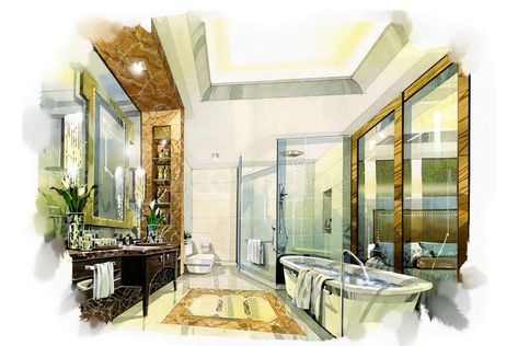 Interior Design Vector, Bathroom Beige, Bathroom Furniture Modern, Bed Interior, Drawing Interior, Interior Design Drawings, Interior Design Sketches, Floor Plan Layout, Interior Sketch