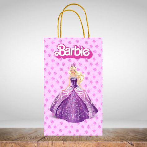 Barbie+Favor+Loot+Paper+Bag+Template+Printable+Digital+Instant+Download Loot Bag Template Printable, Paper Bag Template, Bag Template, Loot Bags, Barbie Party, Party Gift Bags, Jumma Mubarak, Paper Bags, Party Design