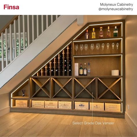 bar under stairs • Instagram Under Stairs Wine Bar, Under Staircase Wine Storage, Wine Under Staircase, Shelf Under Stairs, Wine Storage Under Stairs, Under Stairs Bar, Shelves Under Stairs, Bar Under Stairs, Wine Corner