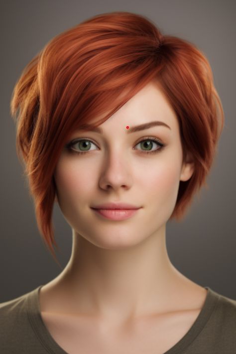 A bixie haircut with golden mahogany tones exudes sophistication. The mahogany base is beautifully complemented by highlights creating a vibrant contrast. Click here to check out more trending bixie haircut ideas for 2023. Bixie Haircut, Short Red Hair, Character Pictures, Pixie Styles, Short Straight Hair, Heart Face, Heart Face Shape, Bold Style, Haircut Ideas