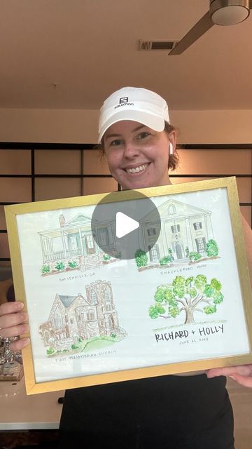 Raegan Rowland | Artist on Instagram: "BRIDES- If you’ve been thinking about incorporating some artwork into your wedding day, you need this! 

This watercolor painting includes:
-the house that the couple just built to start their life together in ⛪️
-the church where their wedding ceremony took place
-the venue for the wedding reception 🍾🎉
-a live oak tree 🌳 

There’s no better way to include sentimental details in your wedding if you ask me. And the best part is, you can take it home and keep it hanging on your wall at home!🏡 

Reception venue: @shackelfordhouse 
Made for: @holly_hmills 

#2025weddings #2024weddings #weddingideas #customartwork" Live Oak Tree, Wedding Graphics, Live Oak Trees, Live Oak, Oak Tree, Artist On Instagram, Reception Venues, Custom Artwork, Custom Wedding