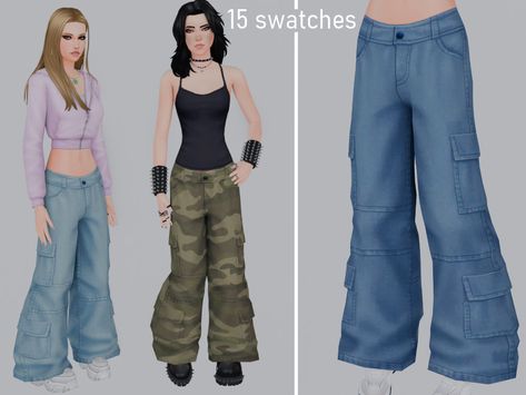 Sims 4 Cc Baggy Cargo Pants, Baggy Jeans Sims 4 Cc, Sims 4 Cc Cargo Pants, Baggy Cargos, Baggy Cargo Jeans, Female Sims, Clothing Female, Baggy Cargo Pants, Sims Four