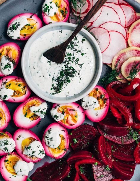 Beet Pickled Eggs, Pickled Eggs Recipe, Yellow Mustard Seeds, Pickled Eggs, Easter Gathering, Steamed Eggs, Sour Cream Sauce, Garden Herbs, Prepared Horseradish