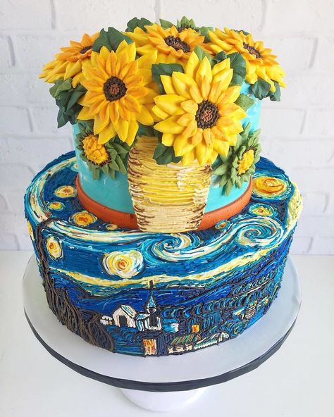 Gogh Cake, Torte Creative, Torte Cupcake, Crazy Cakes, Painted Cakes, Edible Art, Fancy Cakes, Cake Creations, Pretty Cakes