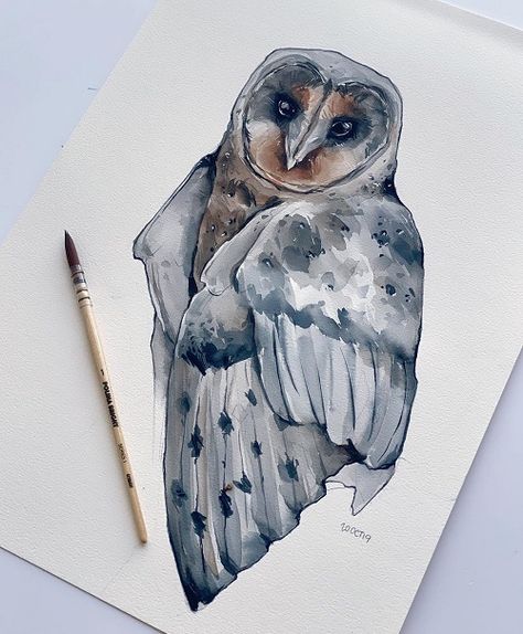 My Owl Barn: Artist Paints Animals as an Inseparable Part of Women Barn Owl Art, Polina Bright, Owl Artwork, Reflection Art, Woodland Art, Feather Art, Owl Art, Amazing Art Painting, Artist Paint