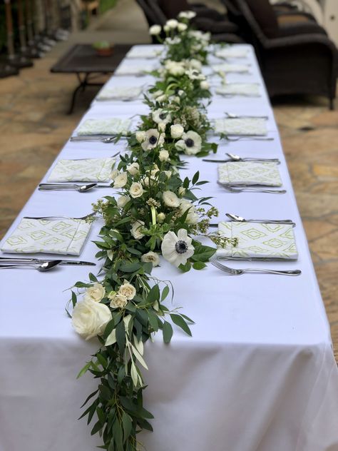 Long Flower Centerpieces Table Garland, Garland Centerpiece Wedding Runners, Flower Garland Table Decor, Wedding Table Garland Flowers, Floral Wedding Table Runner, Flower Garland Table Runner, Long Table Garland, Long Floral Centerpiece Wedding, Long Table Flower Arrangements Simple