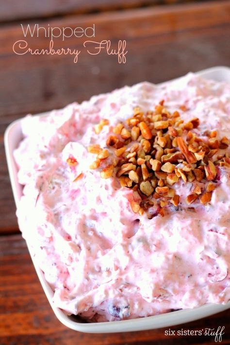 Whipped Cranberry Fluff Whipped Cranberry Fluff, Fluff Salads, Refrigerated Desserts, Cranberry Fluff, Chip Recipes, Fluff Salad, Weekly Menu Plan, Fluff Recipe, Bruschetta Ingredients