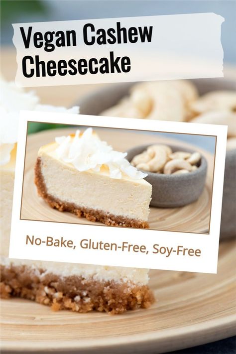 Vegan Cashew Cheesecake Recipe - rich, decadent, perfectly sweet, and lightly tangy. Plus this indulgent dessert is naturally plant-based, soy-free, dairy-free, egg-free, and optionally gluten-free! Vegan Cashew Cheesecake, Plant Based Cheesecake, Cheesecake Recipe No Bake, Vegan Comfort Food Recipes, Cashew Cheesecake, Dairy Free Cheesecake, Almond Crusted, Vegan Cheesecake, Vegan Comfort Food