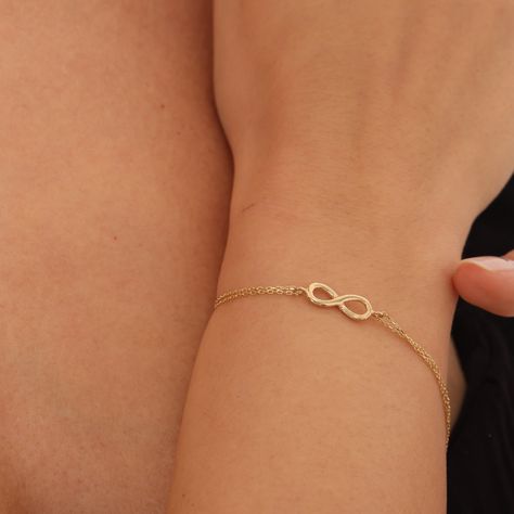 Dainty Gold Bracelet, Solid Gold Bracelet, Infinity Jewelry, Bracelet Dainty, Dainty Bracelet, Gift Package, Bridal Bands, Minimalist Bracelet, Dainty Bracelets